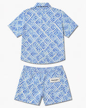 Coordinato mare geometrico  azzurro black label