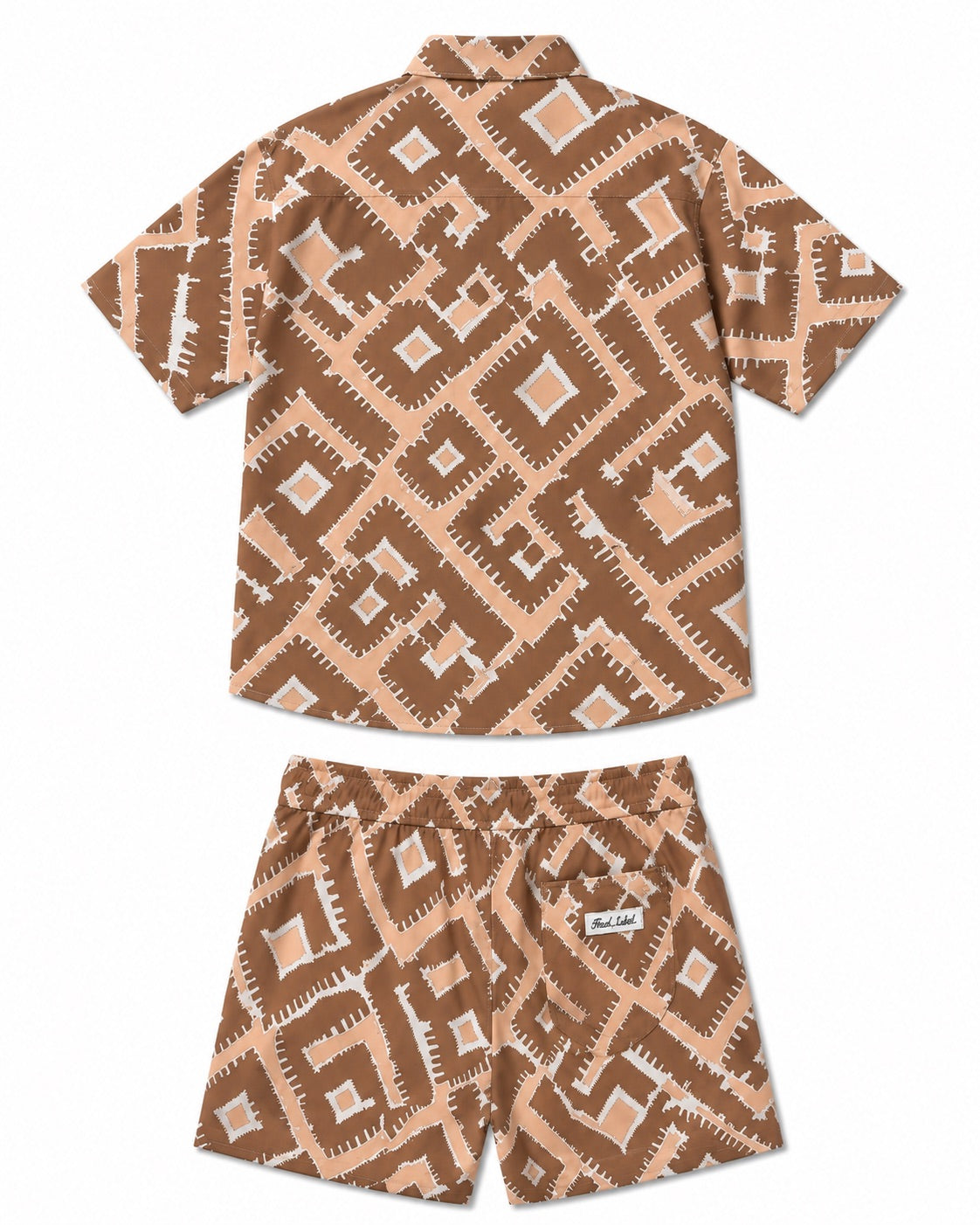 Coordinato  mare Fantasia Geometrica Beige e Cammello Black label