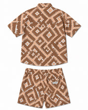 Coordinato  mare Fantasia Geometrica Beige e Cammello Black label