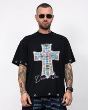 T-shirt croce occhielli