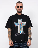 T-shirt croce occhielli