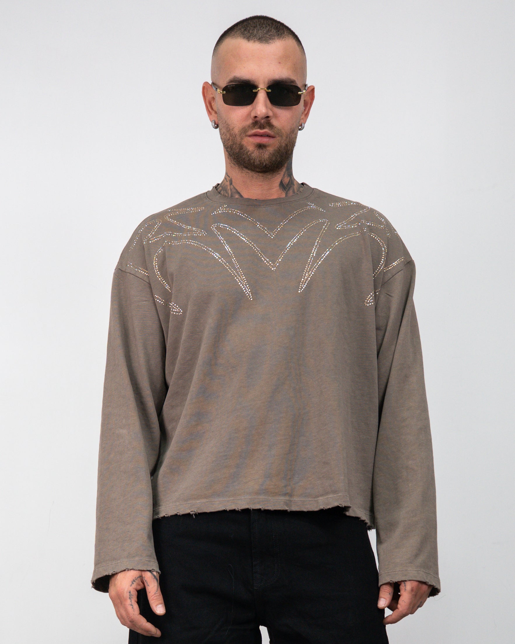 T-shirt long sleeve strass