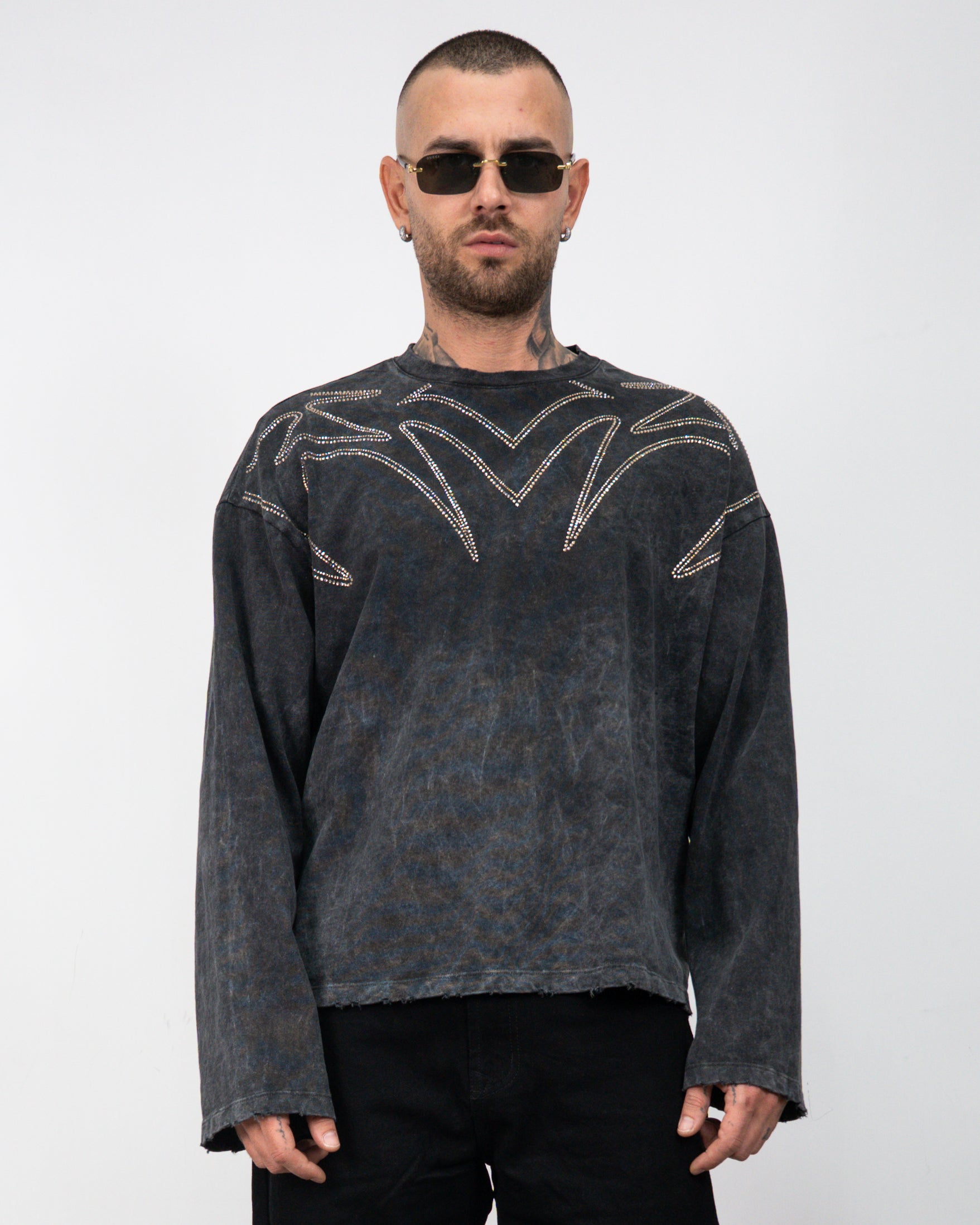 T-shirt long sleeve strass