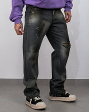 Straight fit spider effect black