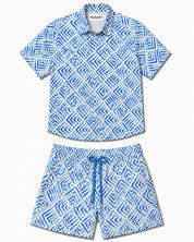 Coordinato mare geometrico  azzurro black label