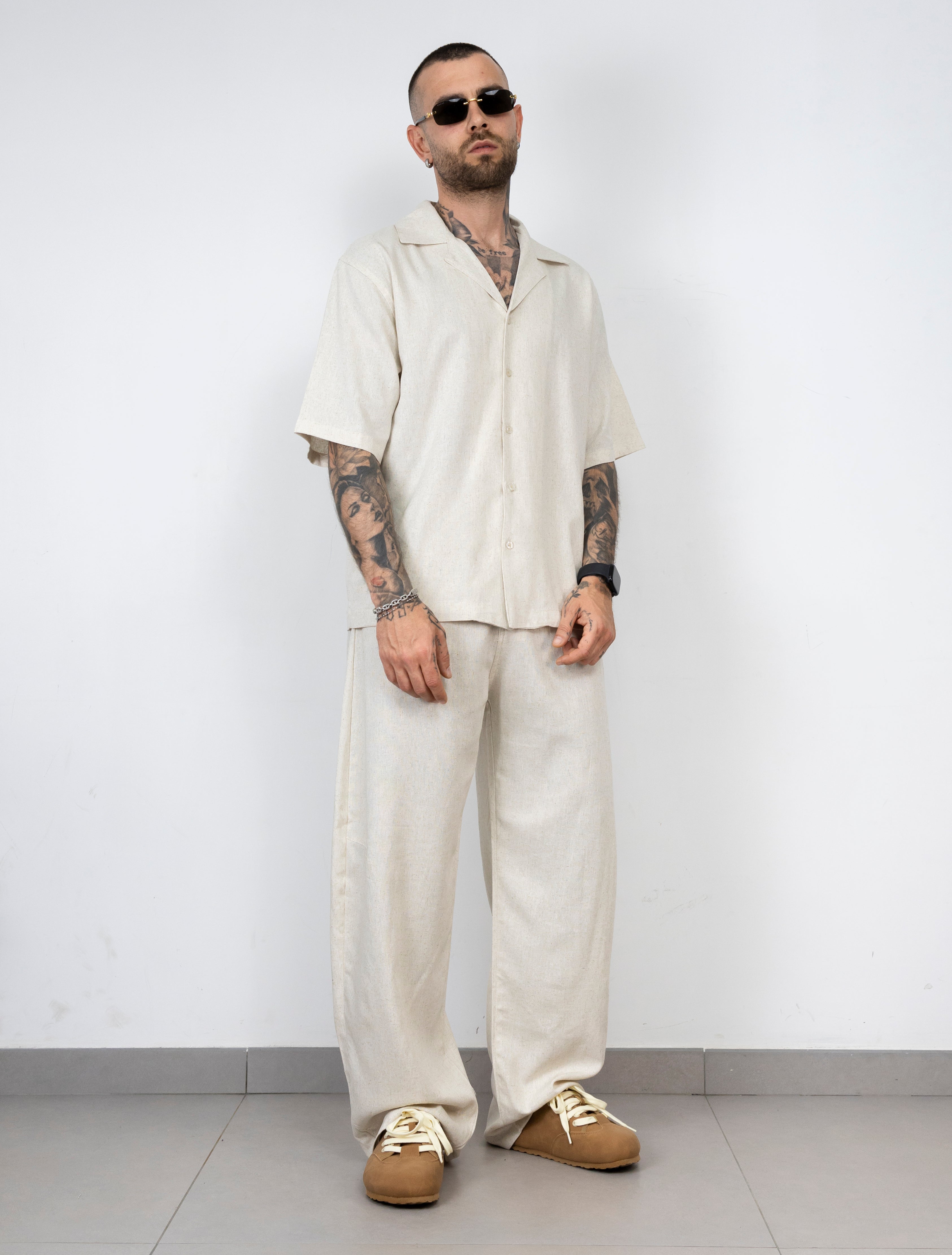 Camicia in lino mezza manica