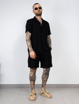 coordinato in misto lino con bermuda