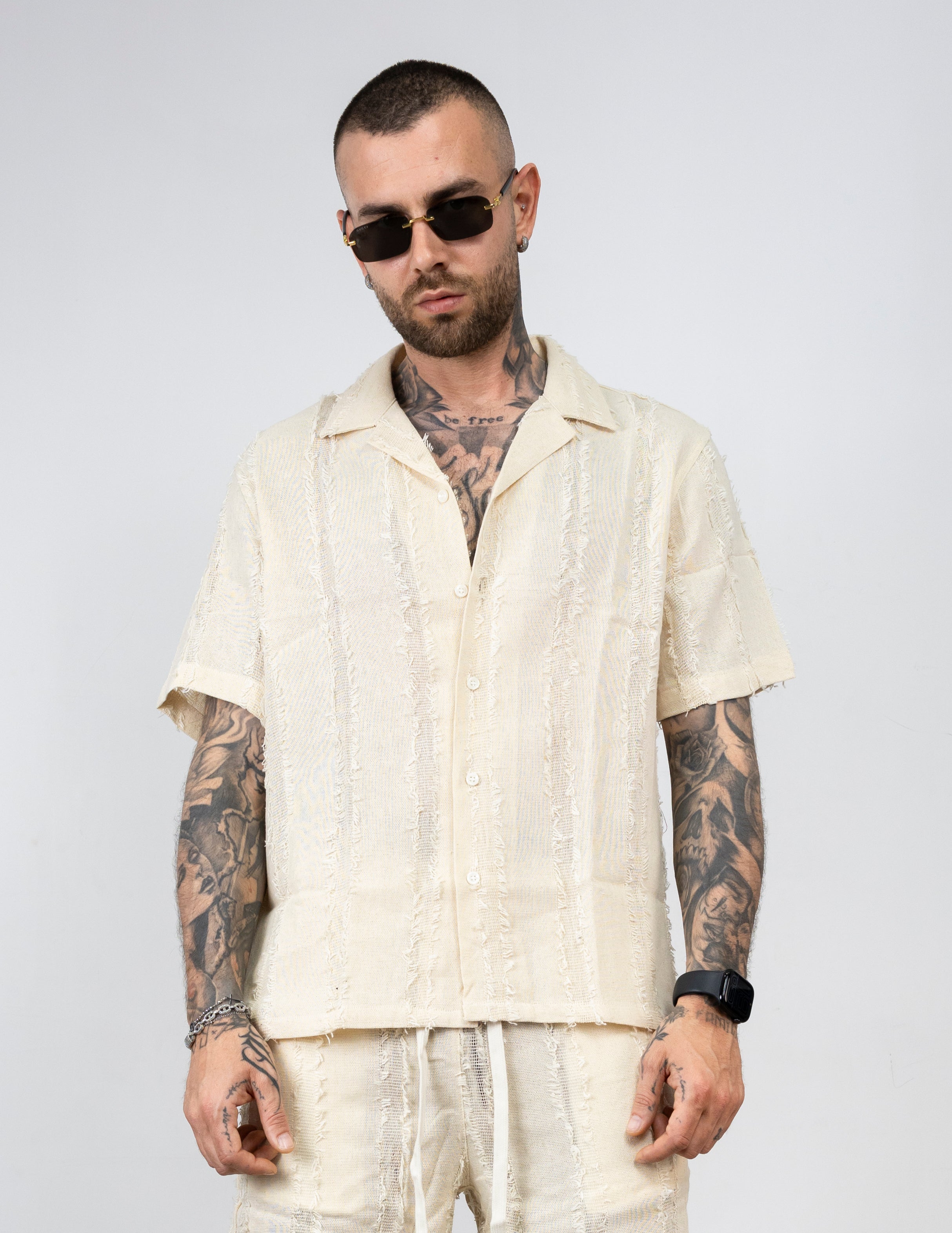 coordinato in misto lino con bermuda