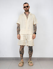 coordinato in misto lino con bermuda