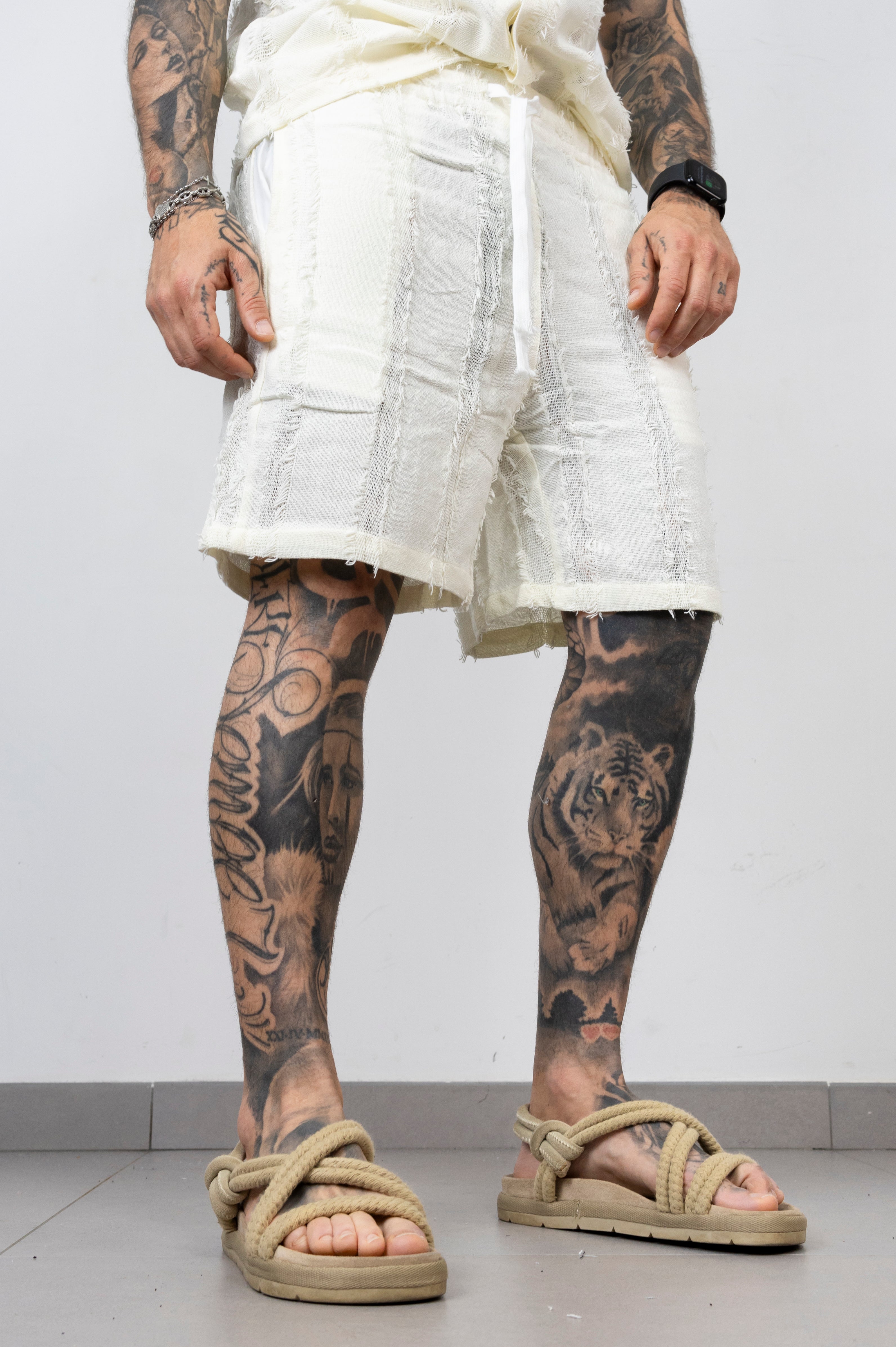 coordinato in misto lino con bermuda