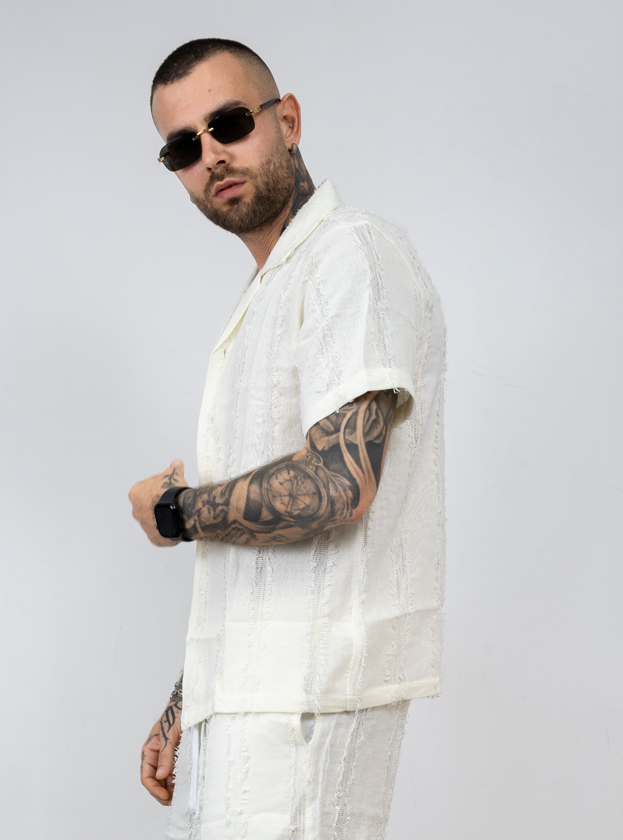 coordinato in misto lino con bermuda