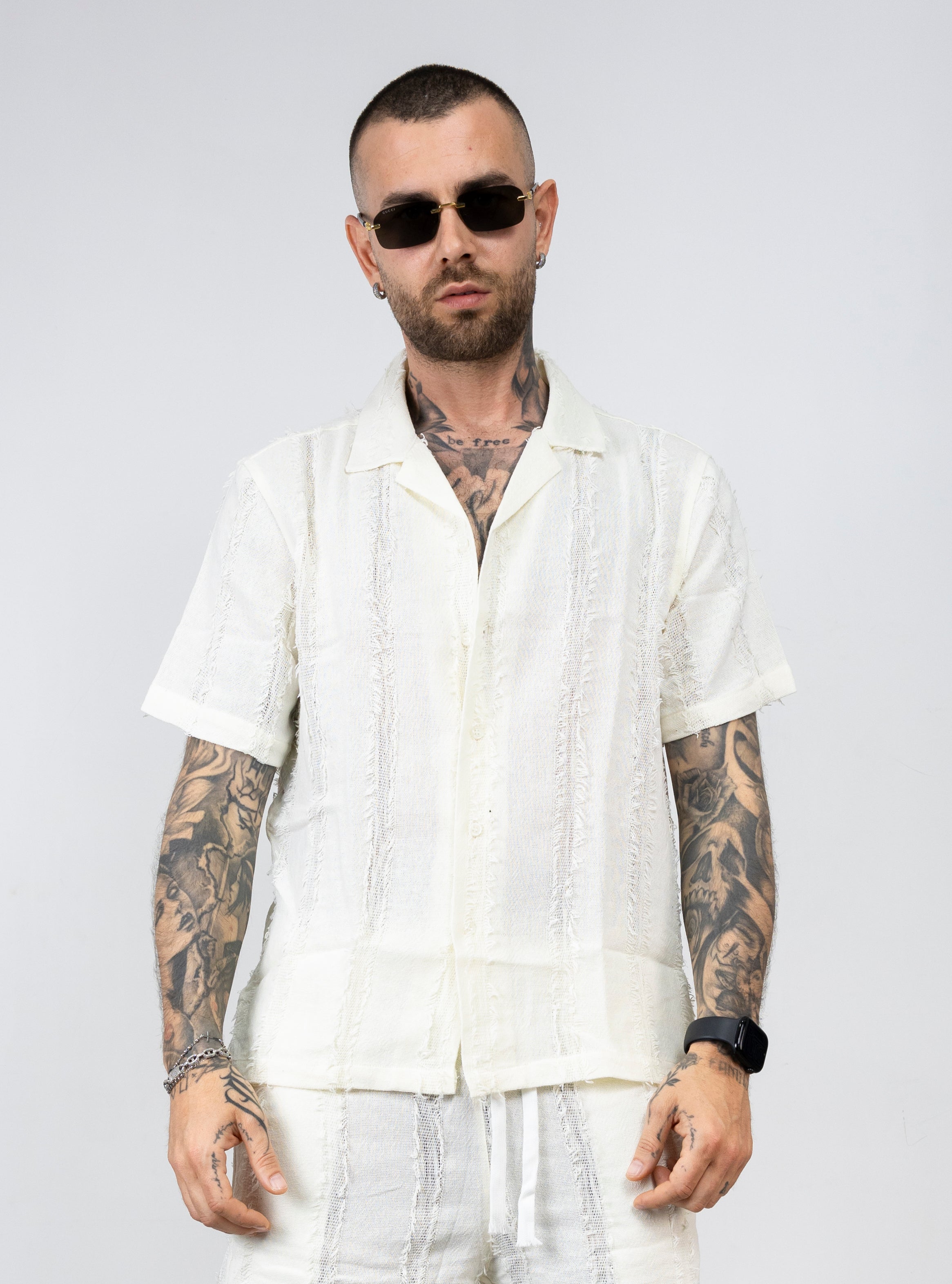 coordinato in misto lino con bermuda