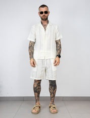 coordinato in misto lino con bermuda