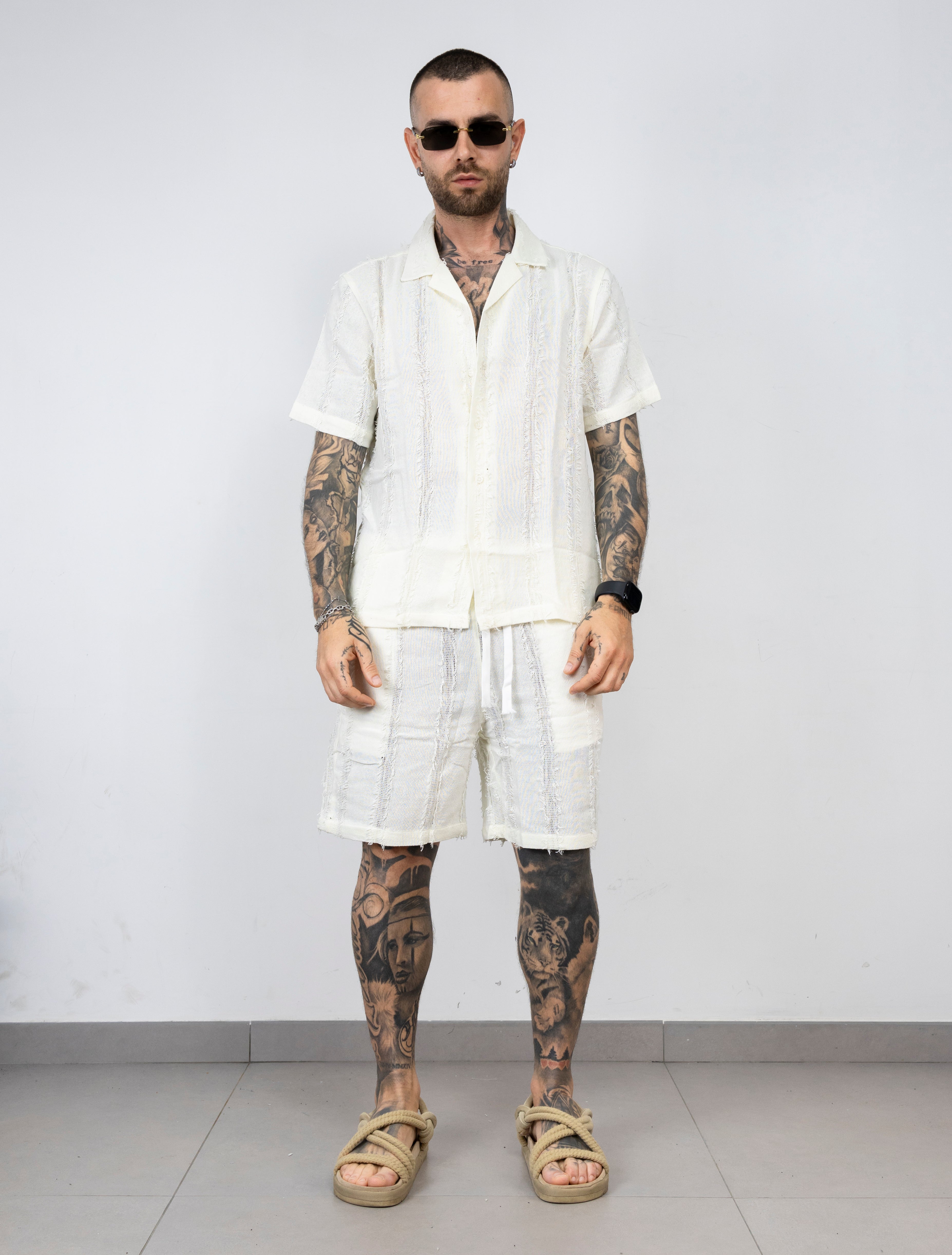 coordinato in misto lino con bermuda