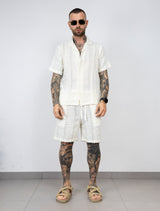 coordinato in misto lino con bermuda