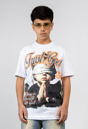 T-Shirt Junior "Just God" con Scritta Strass