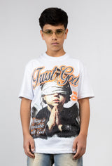 T-Shirt Junior "Just God" con Scritta Strass