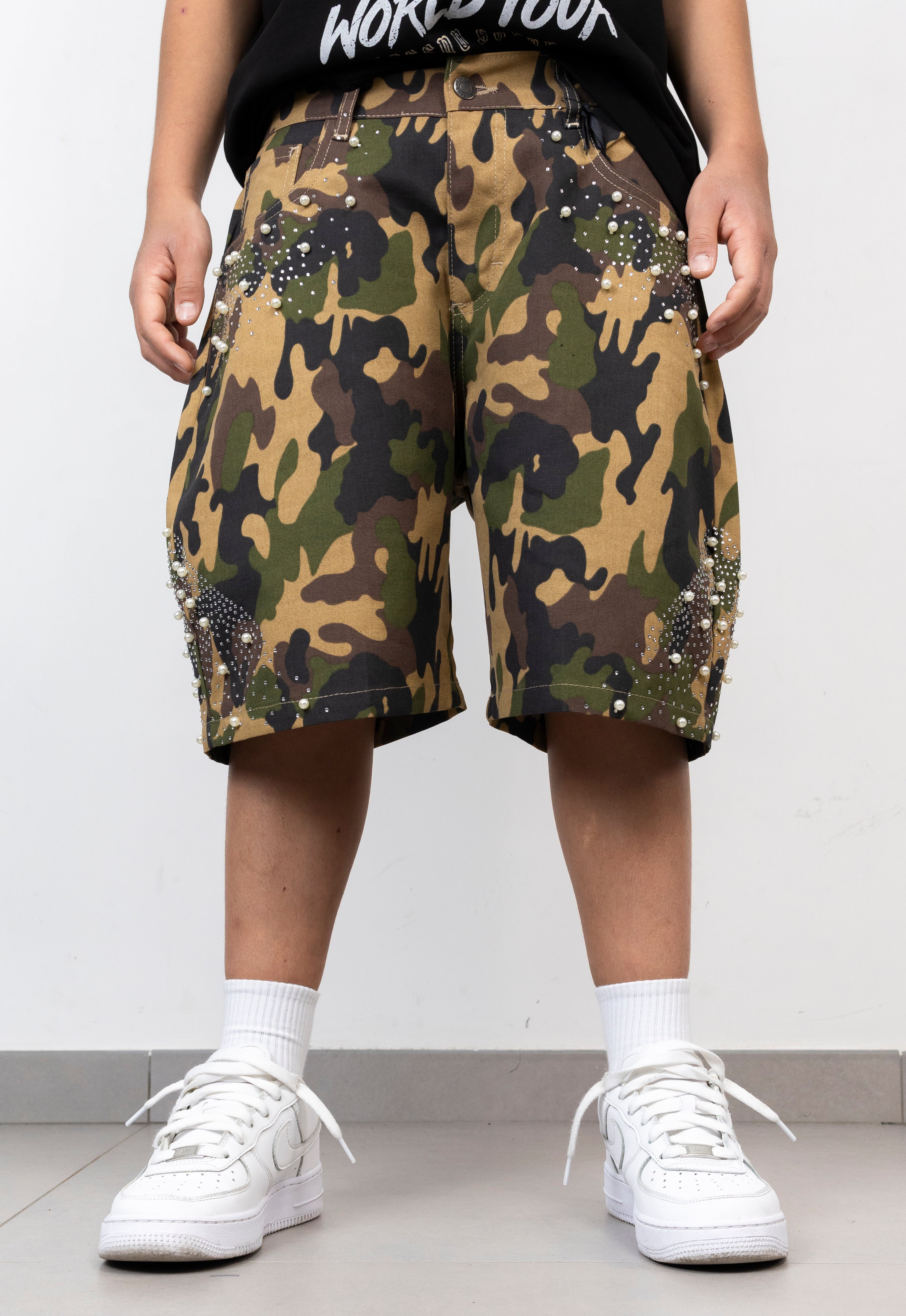 Bermuda Kids Camouflage con Perle e Strass