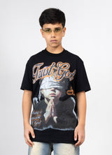 T-Shirt Junior "Just God" con Scritta Strass