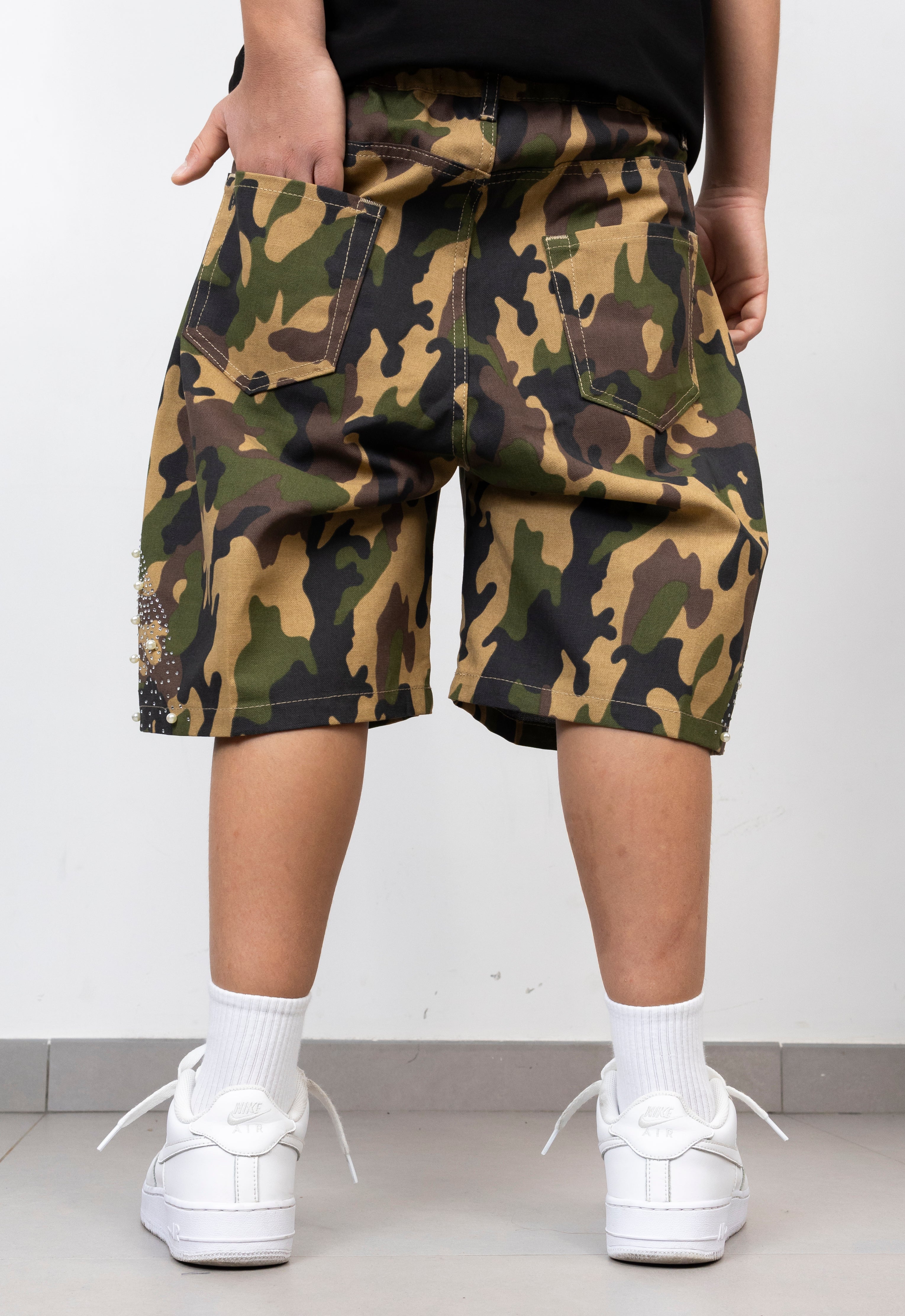Bermuda Kids Camouflage con Perle e Strass
