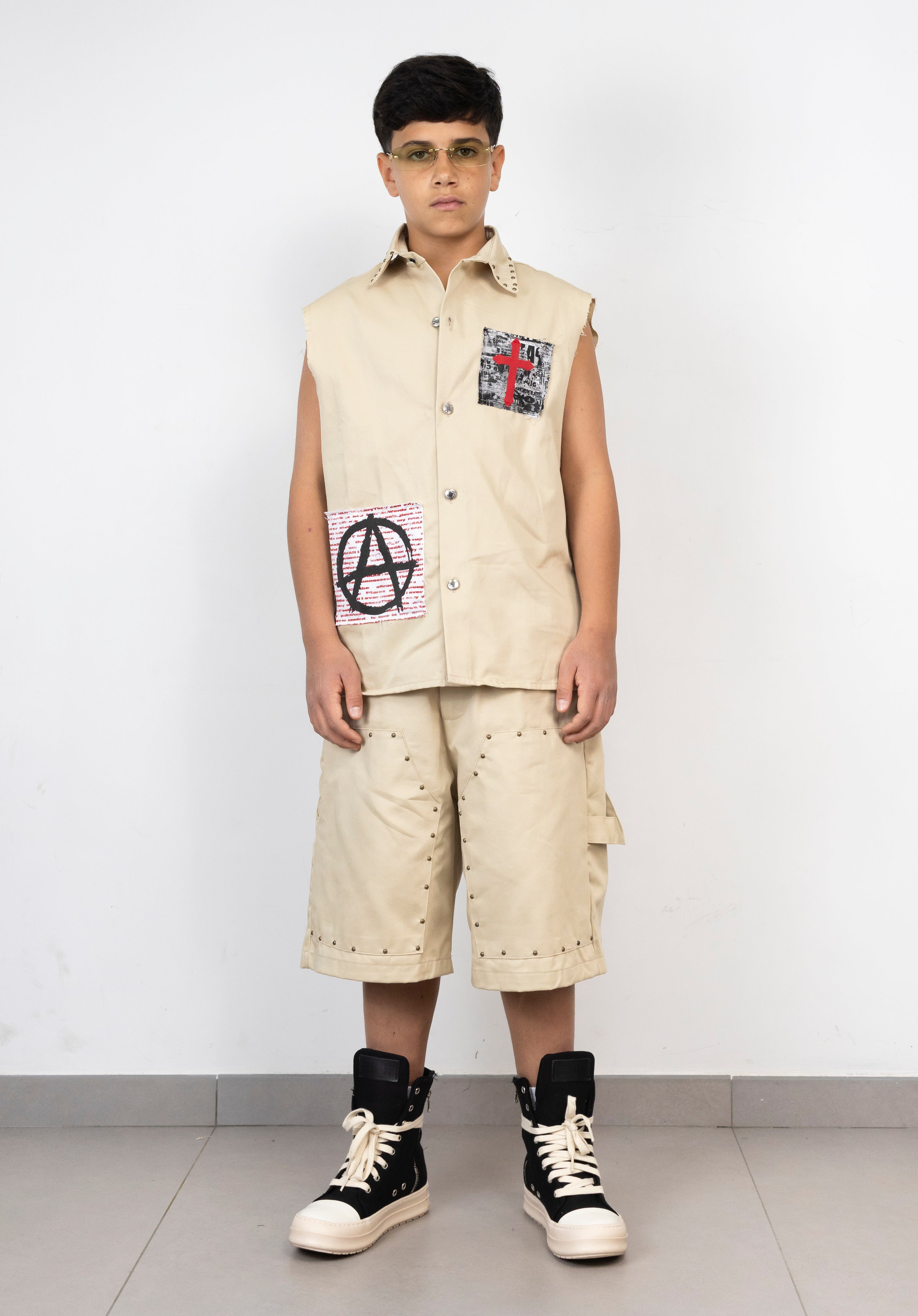 coordinato smanicato borchie junior