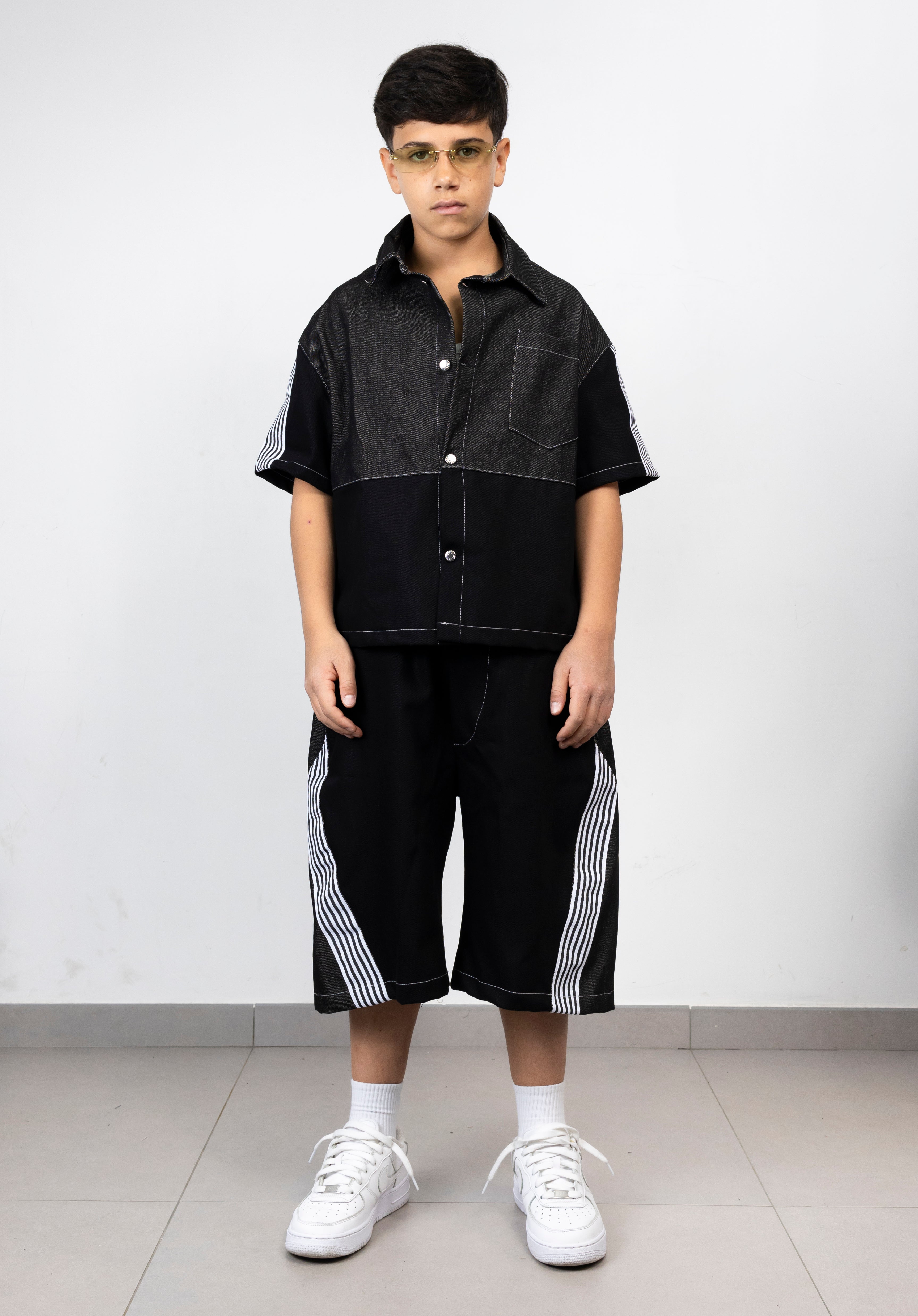 Coordinato Junior Denim Black Stripes
