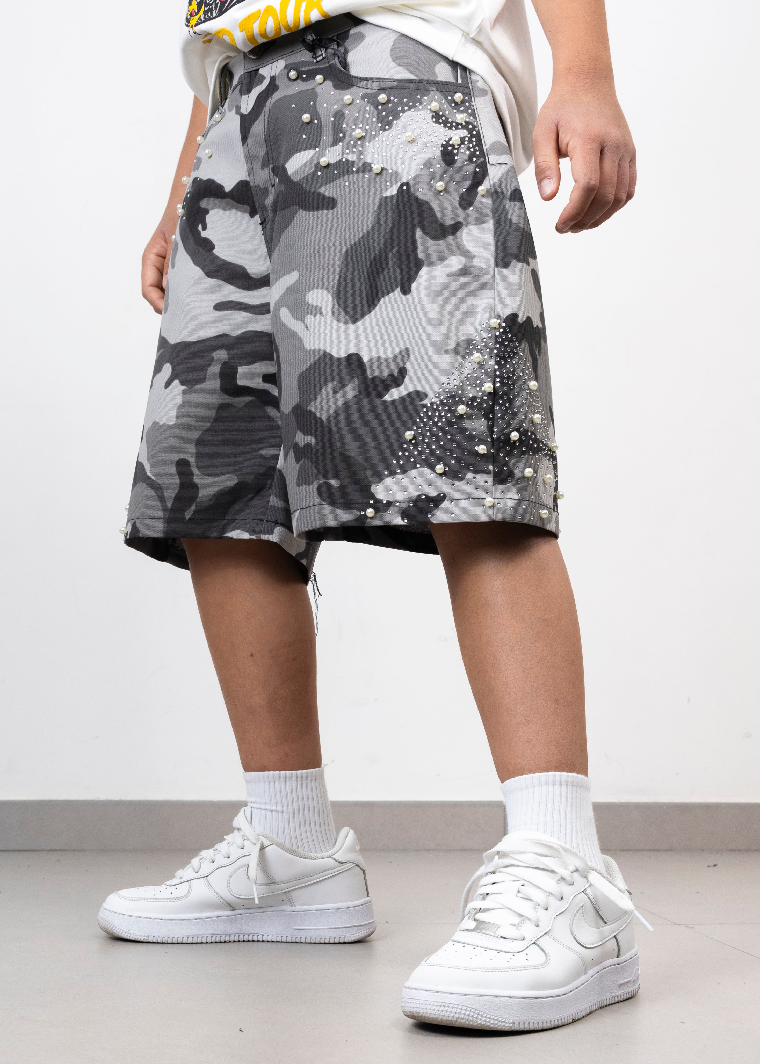 Bermuda Kids Camouflage con Perle e Strass