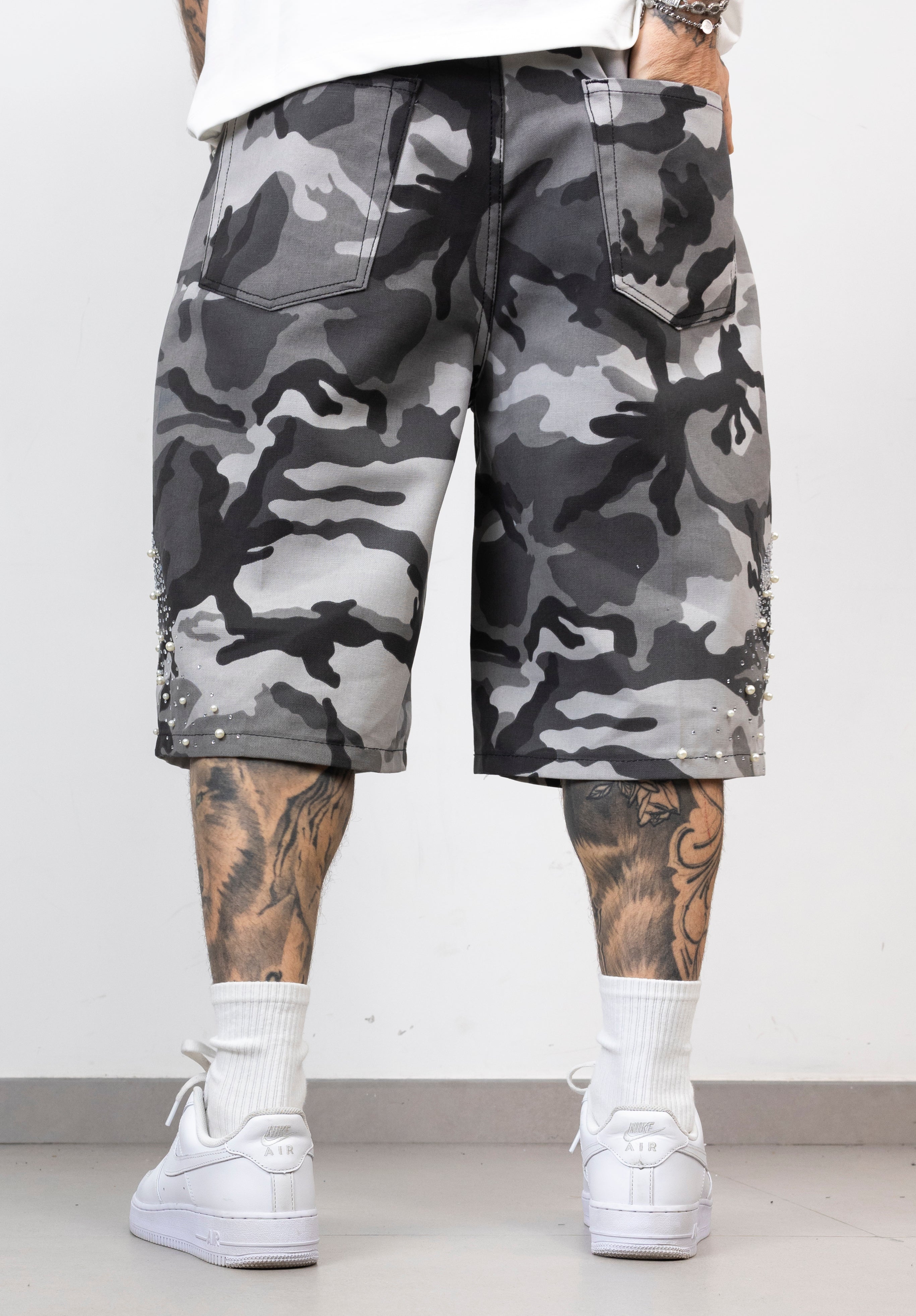 Bermuda Uomo Camouflage con Perle e Strass