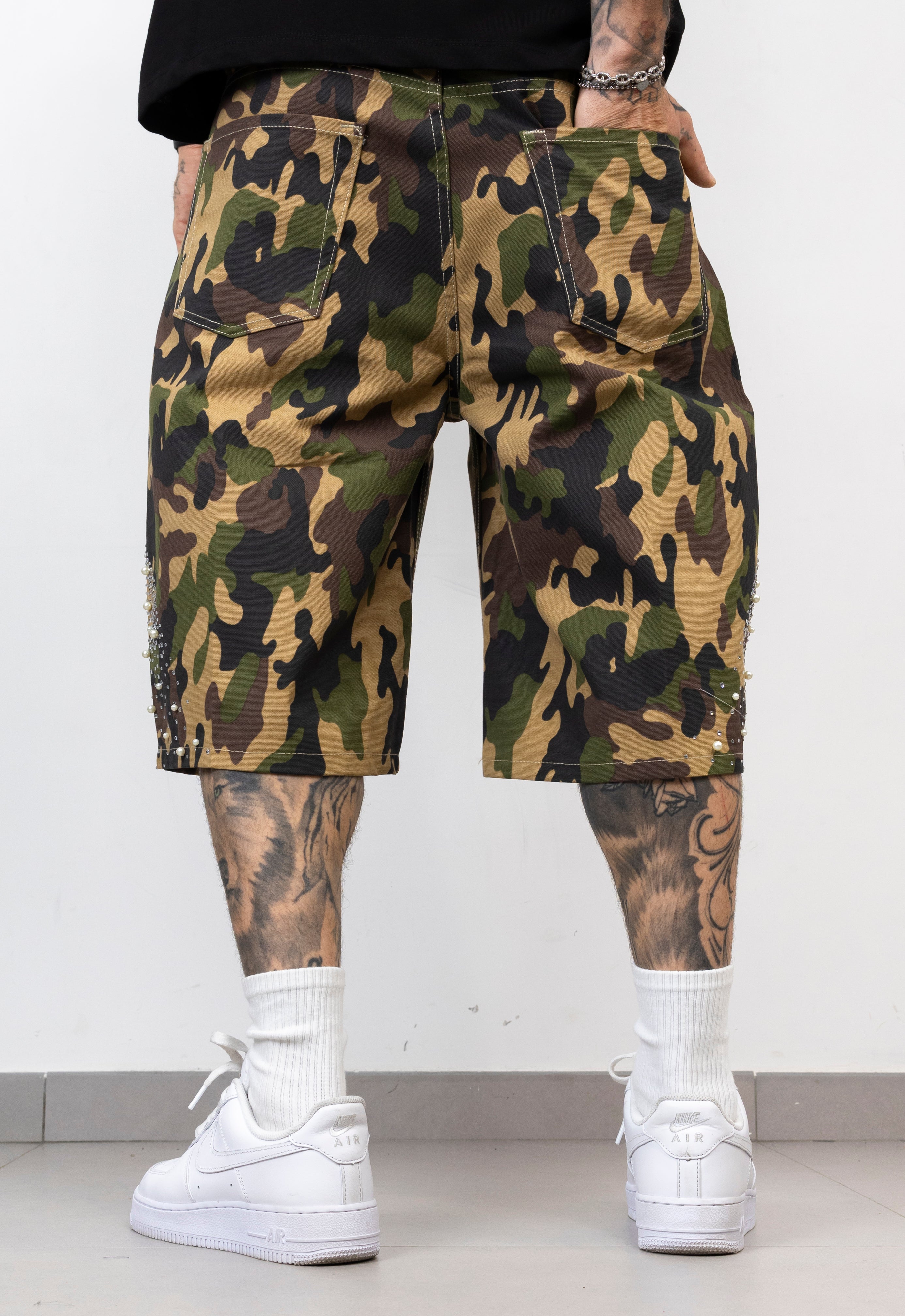 Bermuda Uomo Camouflage con Perle e Strass