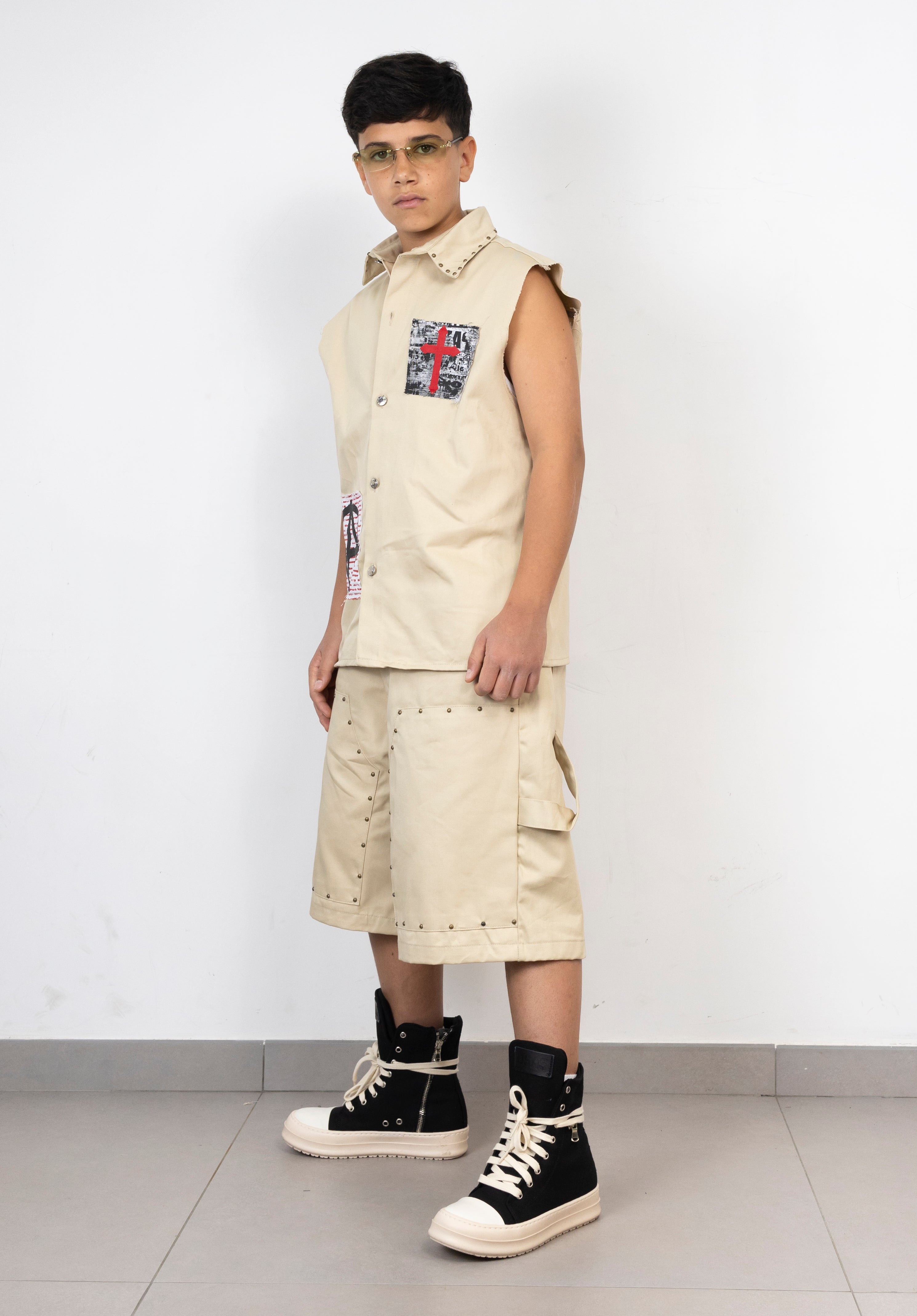 coordinato smanicato borchie junior