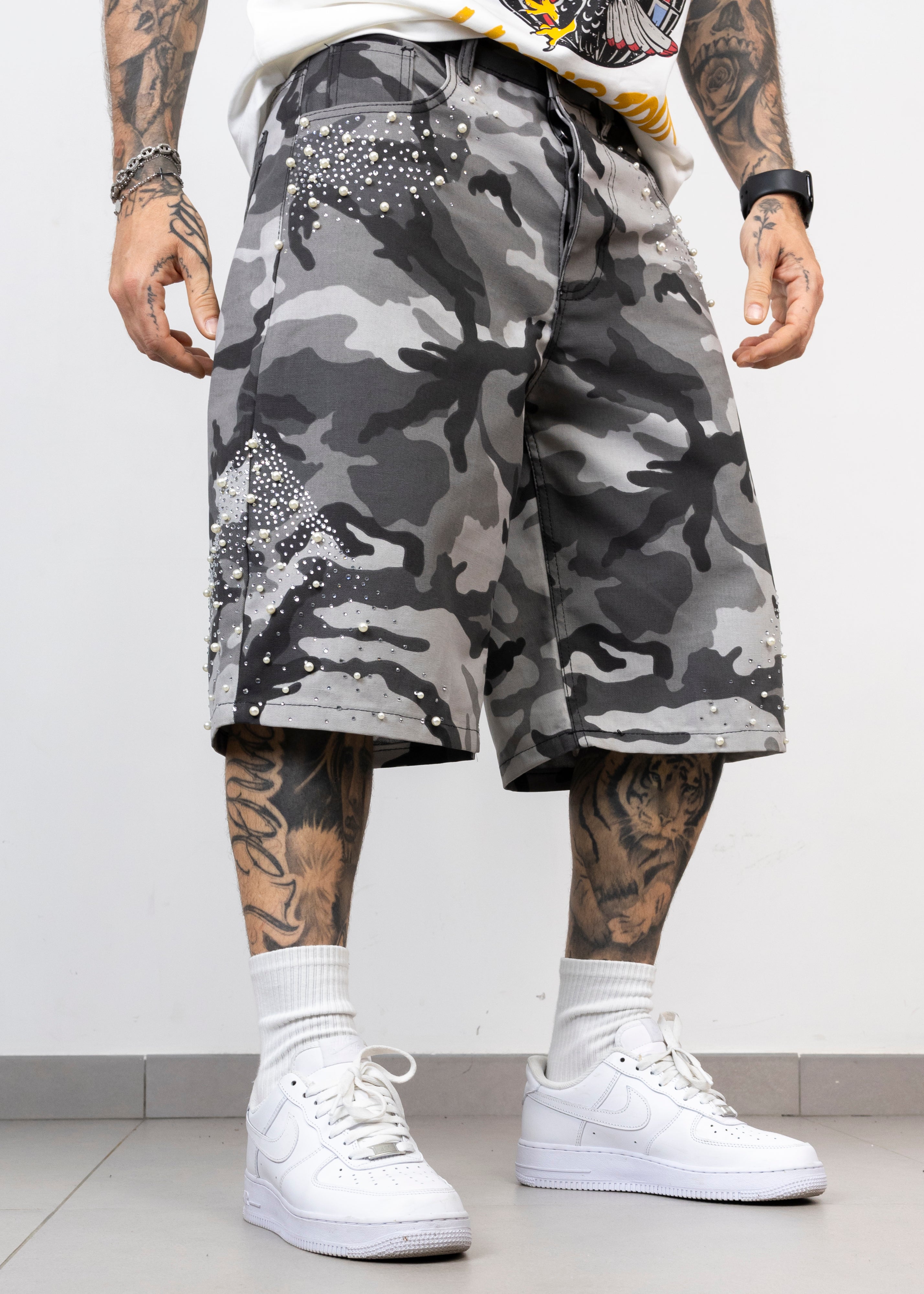 Bermuda Uomo Camouflage con Perle e Strass