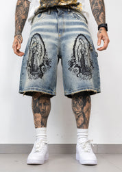 Bermuda Denim Guadalupe Stampa Frontale Iconica