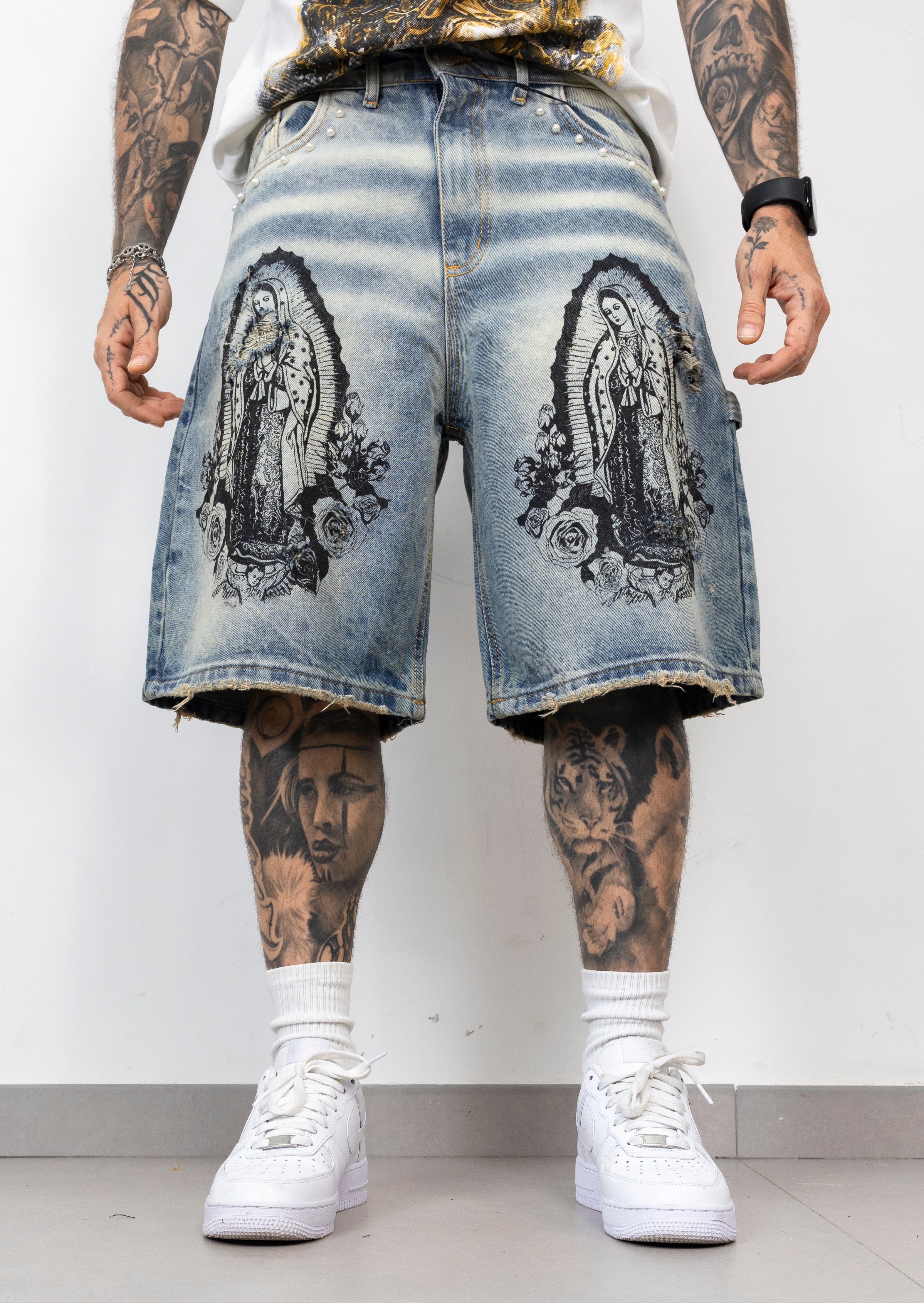 Bermuda Denim Guadalupe Stampa Frontale Iconica