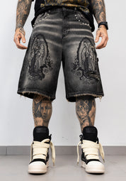Bermuda Denim Guadalupe Stampa Frontale Iconica