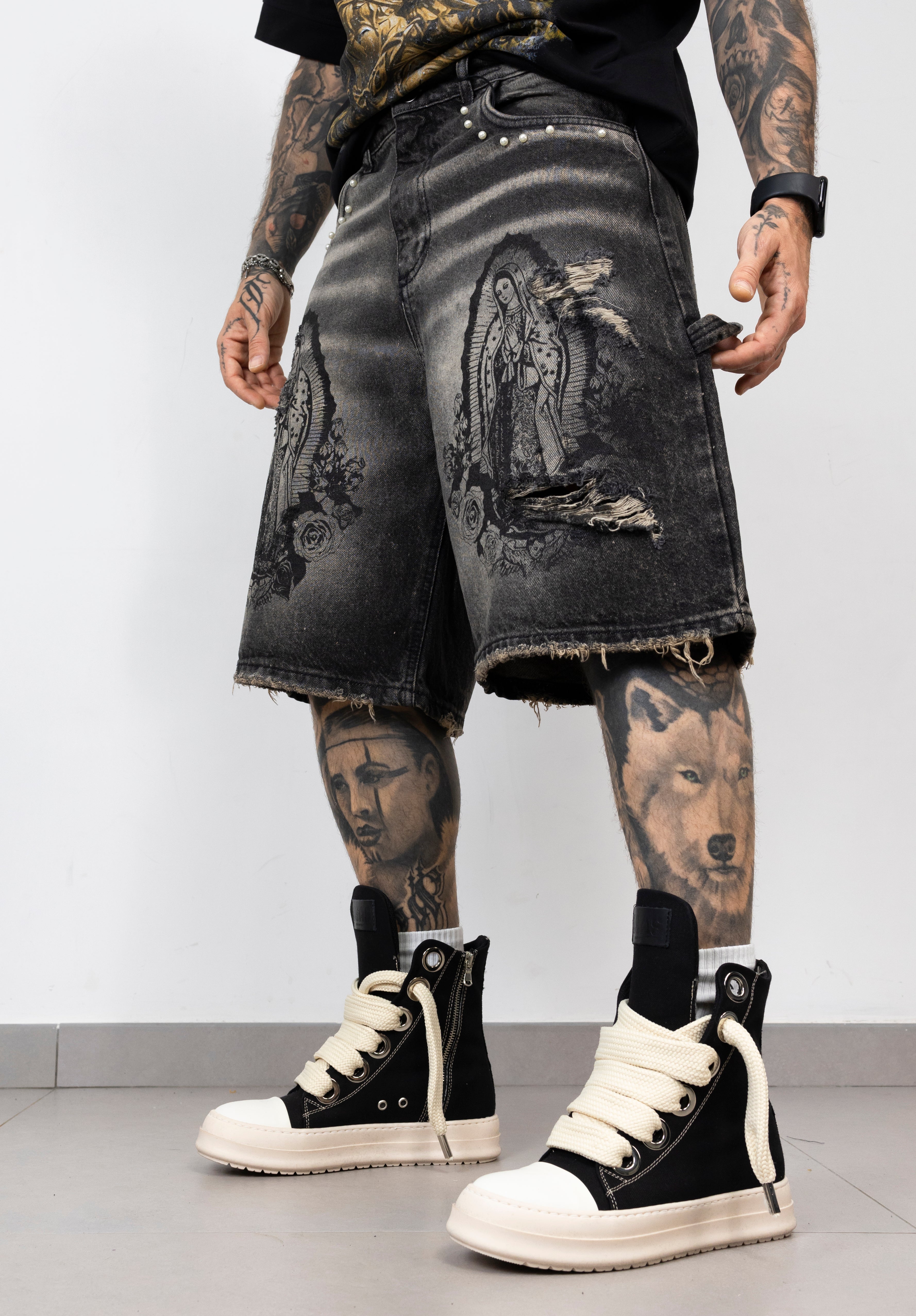 Bermuda Denim Guadalupe Stampa Frontale Iconica