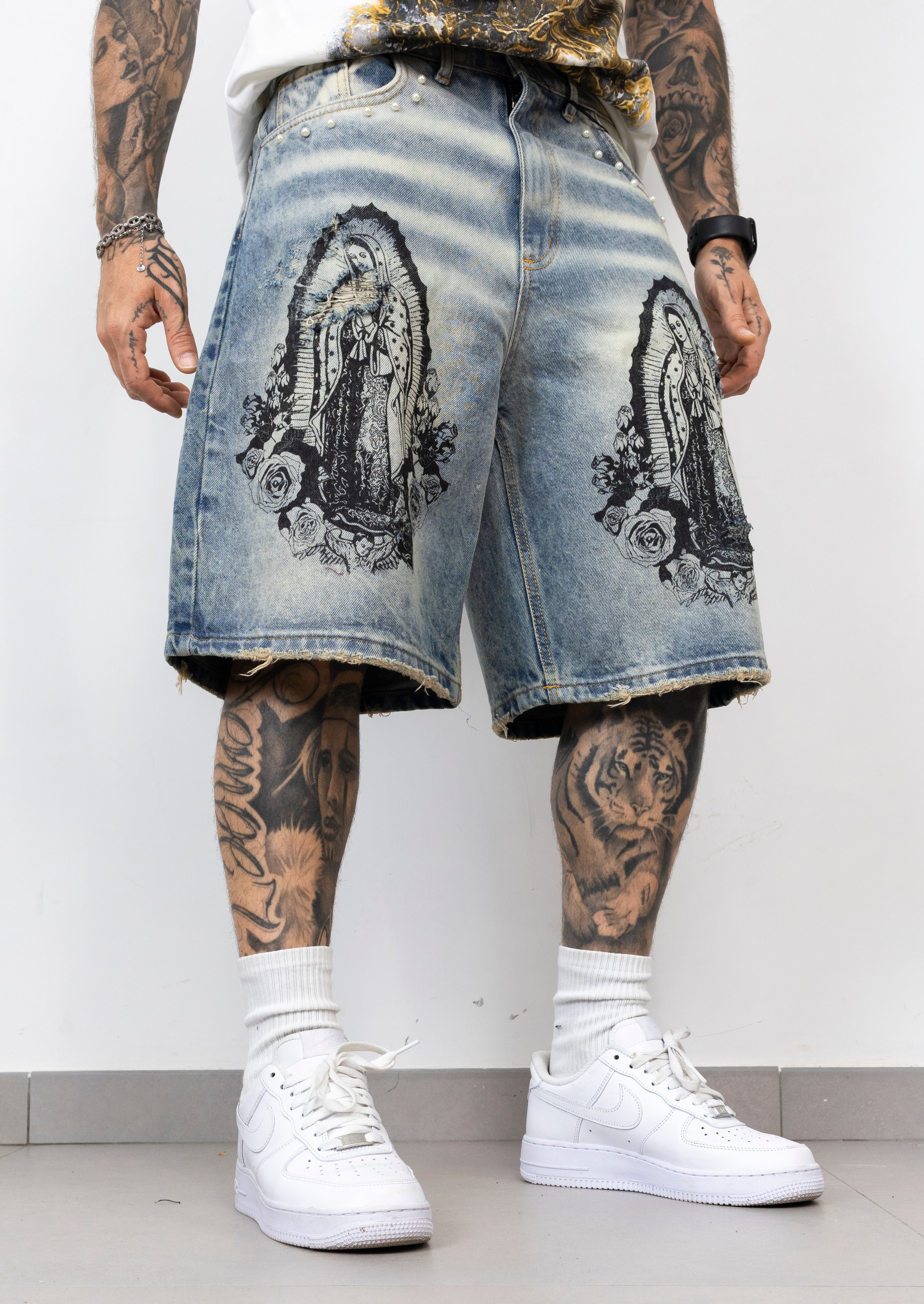 Bermuda Denim Guadalupe Stampa Frontale Iconica