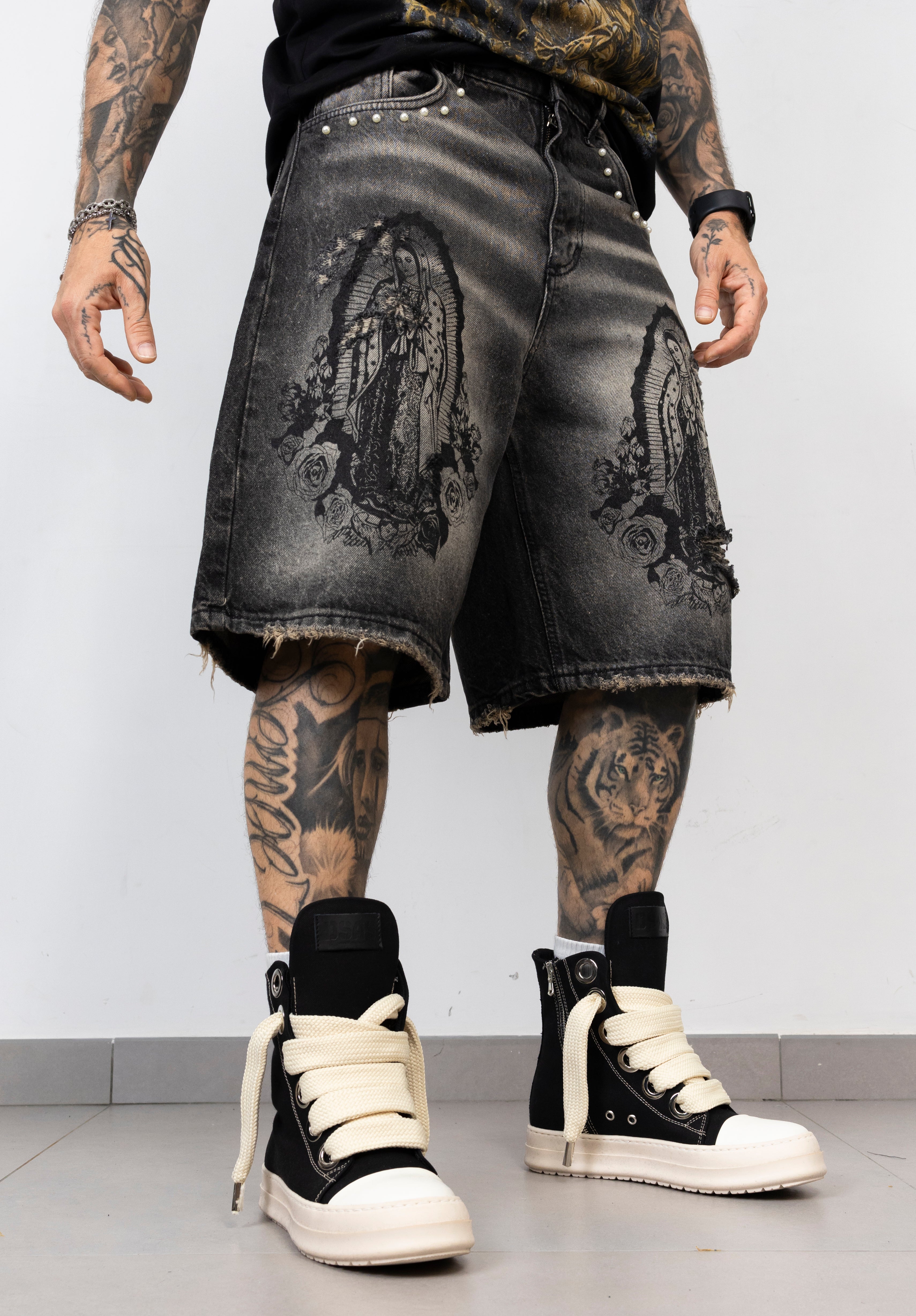 Bermuda Denim Guadalupe Stampa Frontale Iconica