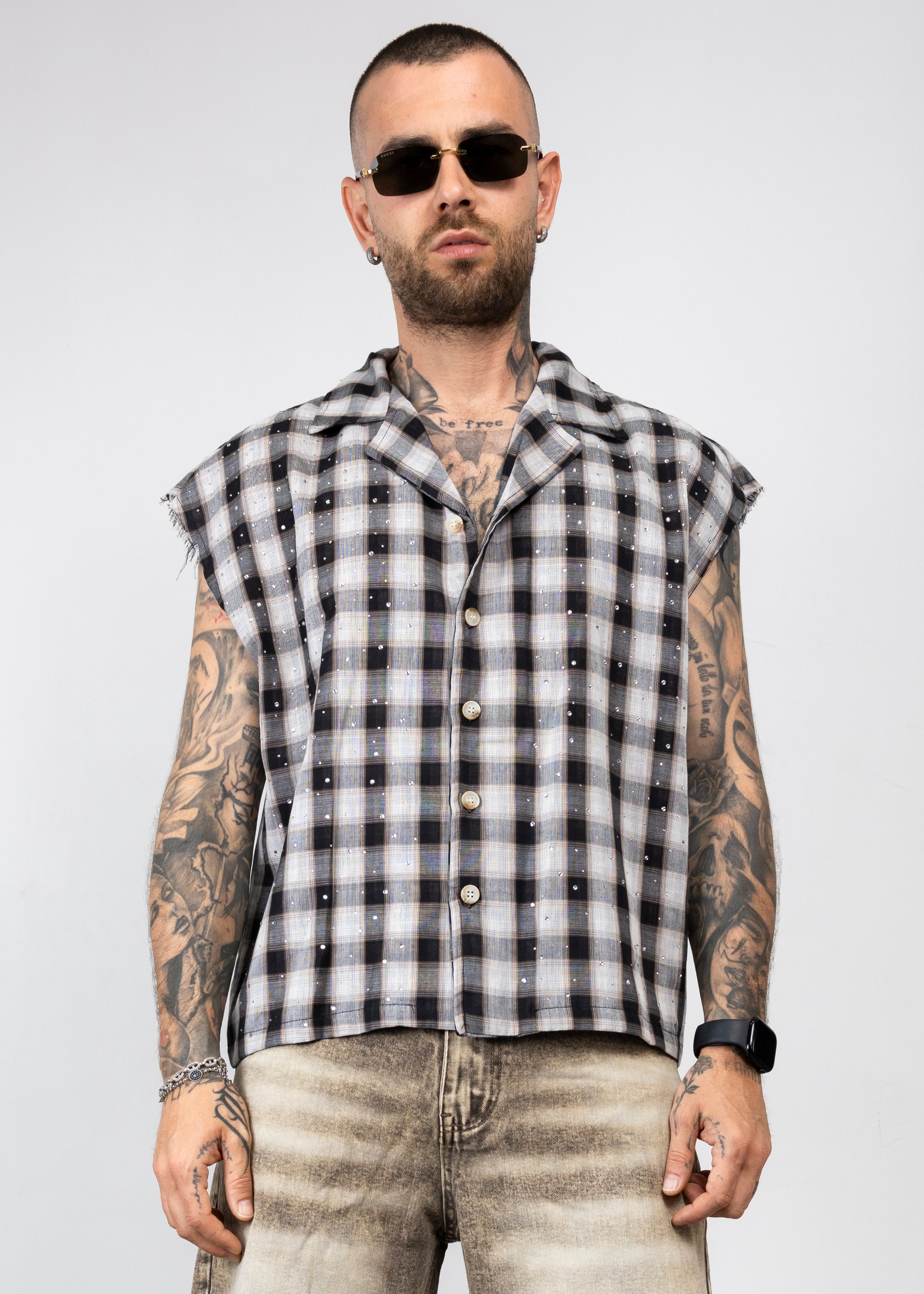 Camicia Smanicata brillantini
