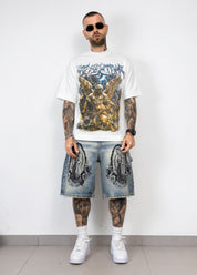 Bermuda Denim Guadalupe Stampa Frontale Iconica