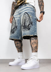 Bermuda Denim Guadalupe Stampa Frontale Iconica