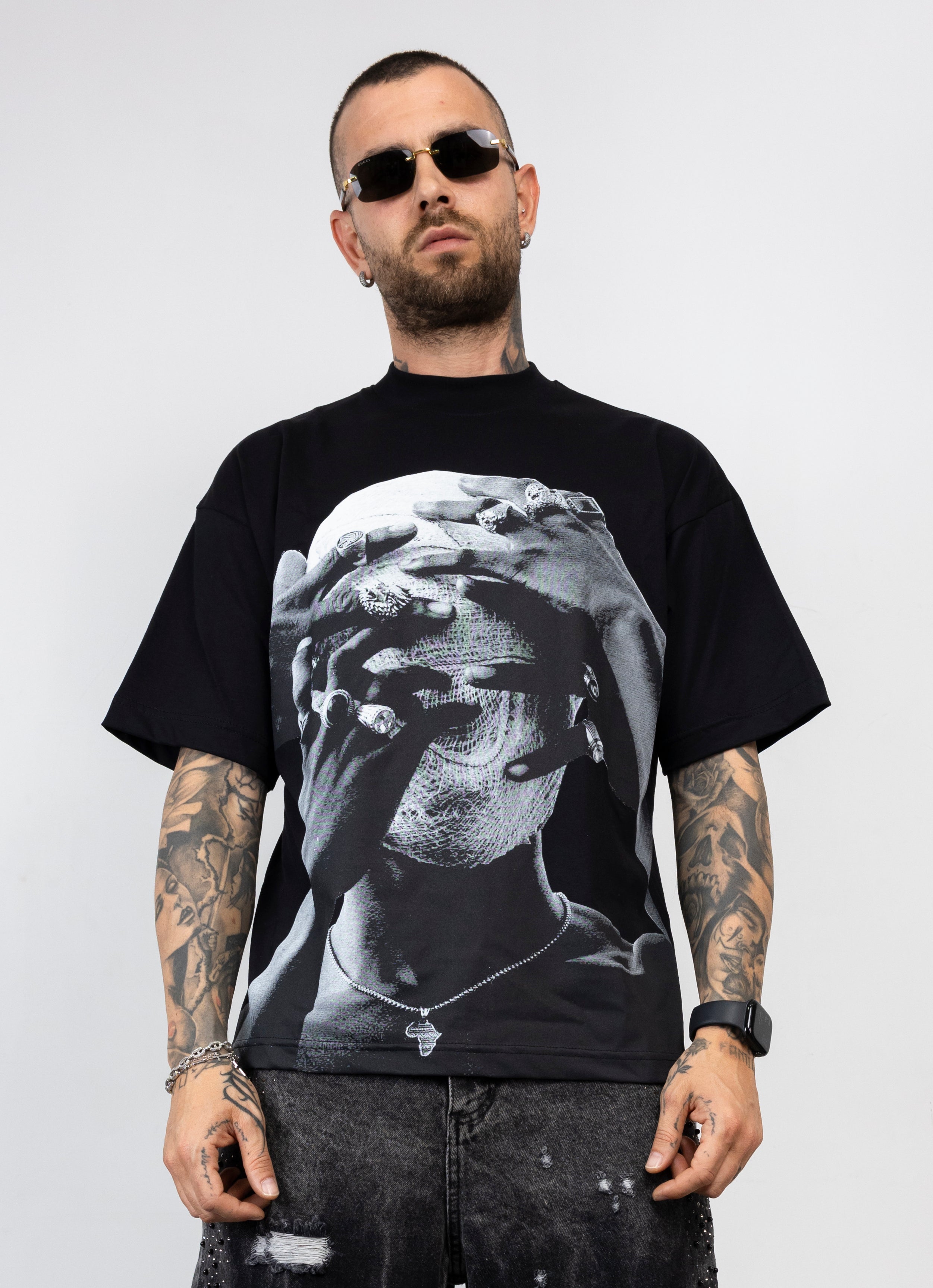 T-Shirt Oversize Graphic Print cyanotic