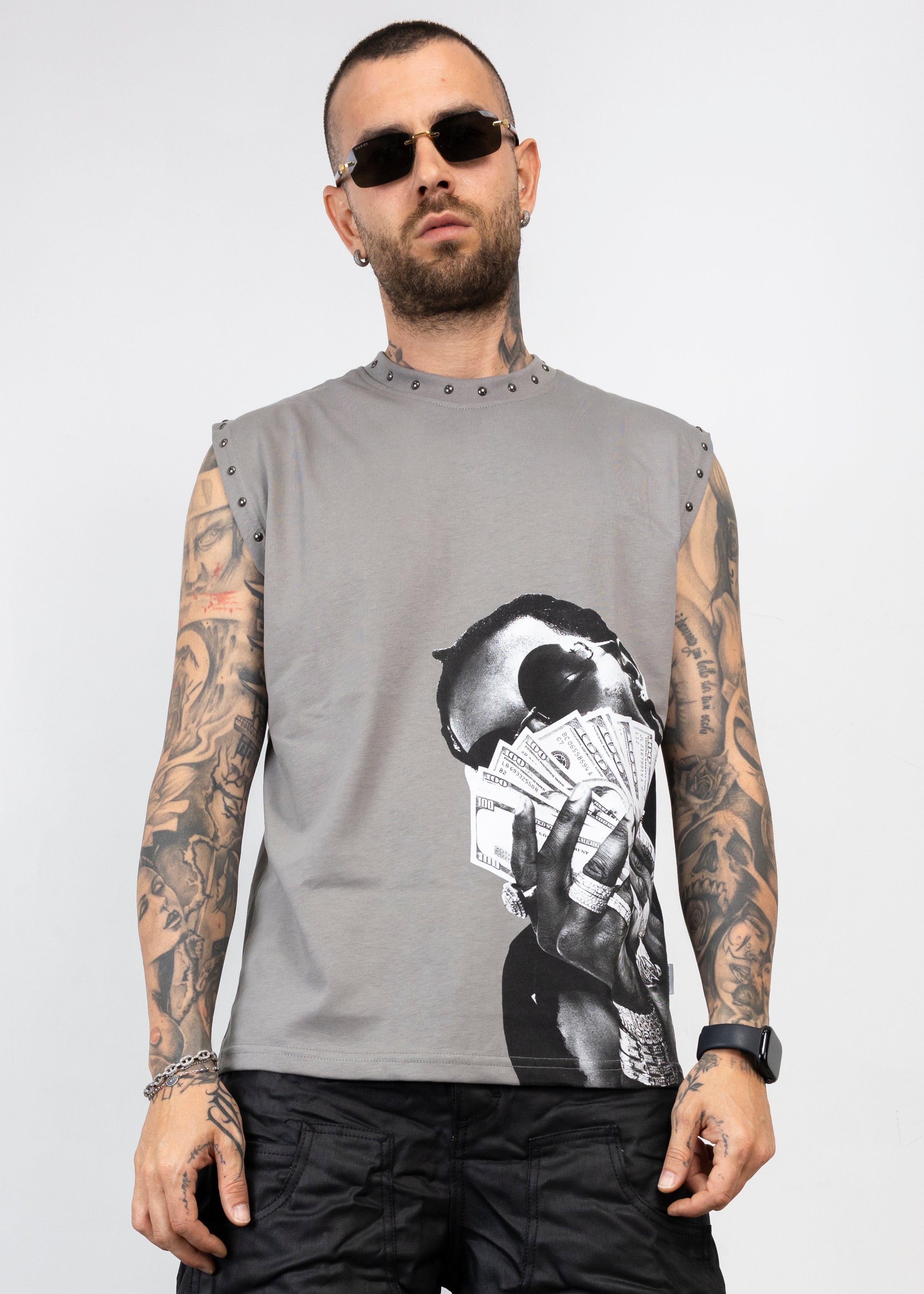 Canotta Borchie e Stampa Oversize