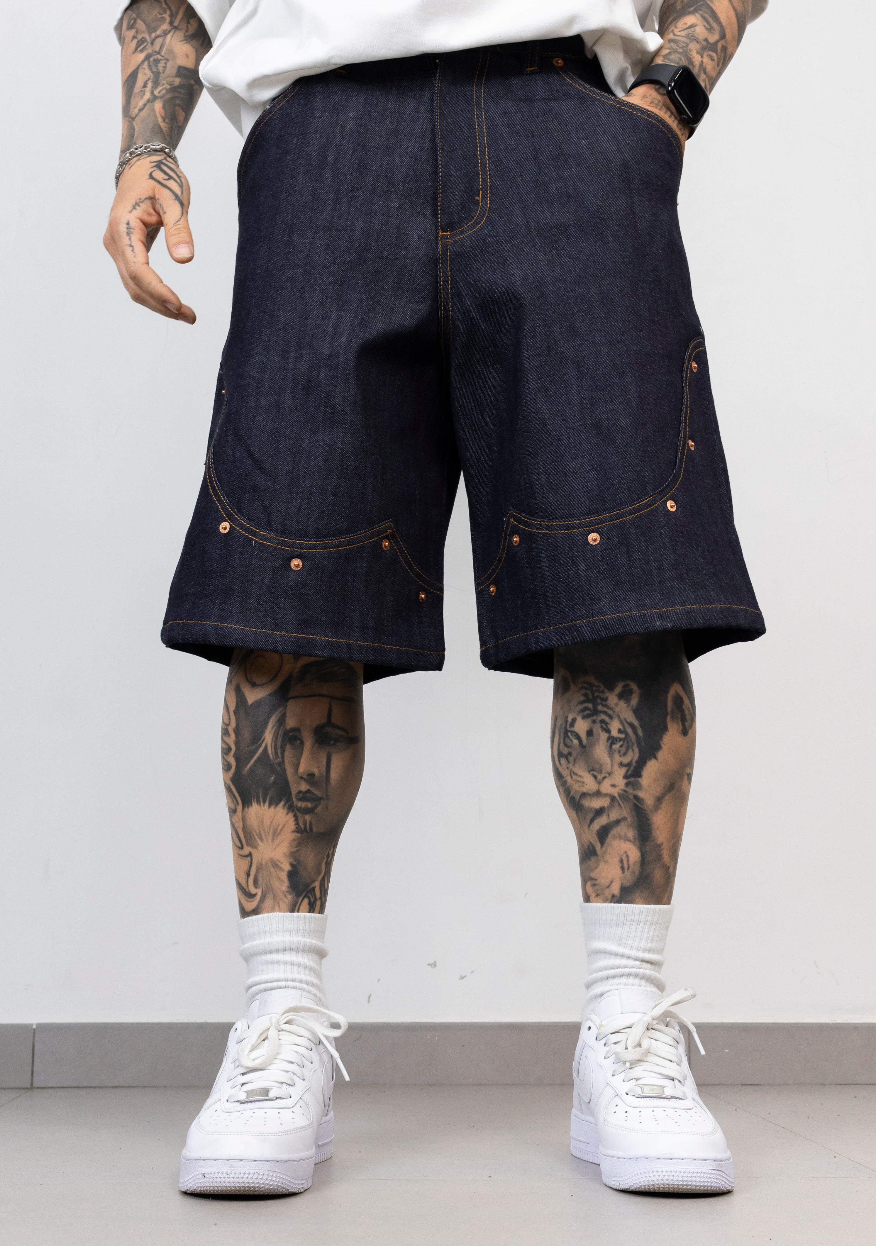 Bermuda Oversize con Rivetti denim