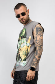 T-Shirt Smanicata Money Graphic con Borchie