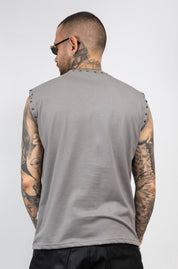 T-Shirt Smanicata Money Graphic con Borchie