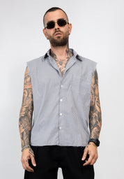 Camicia Smanicata Oversize a Righe