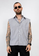 Camicia Smanicata Oversize a Righe