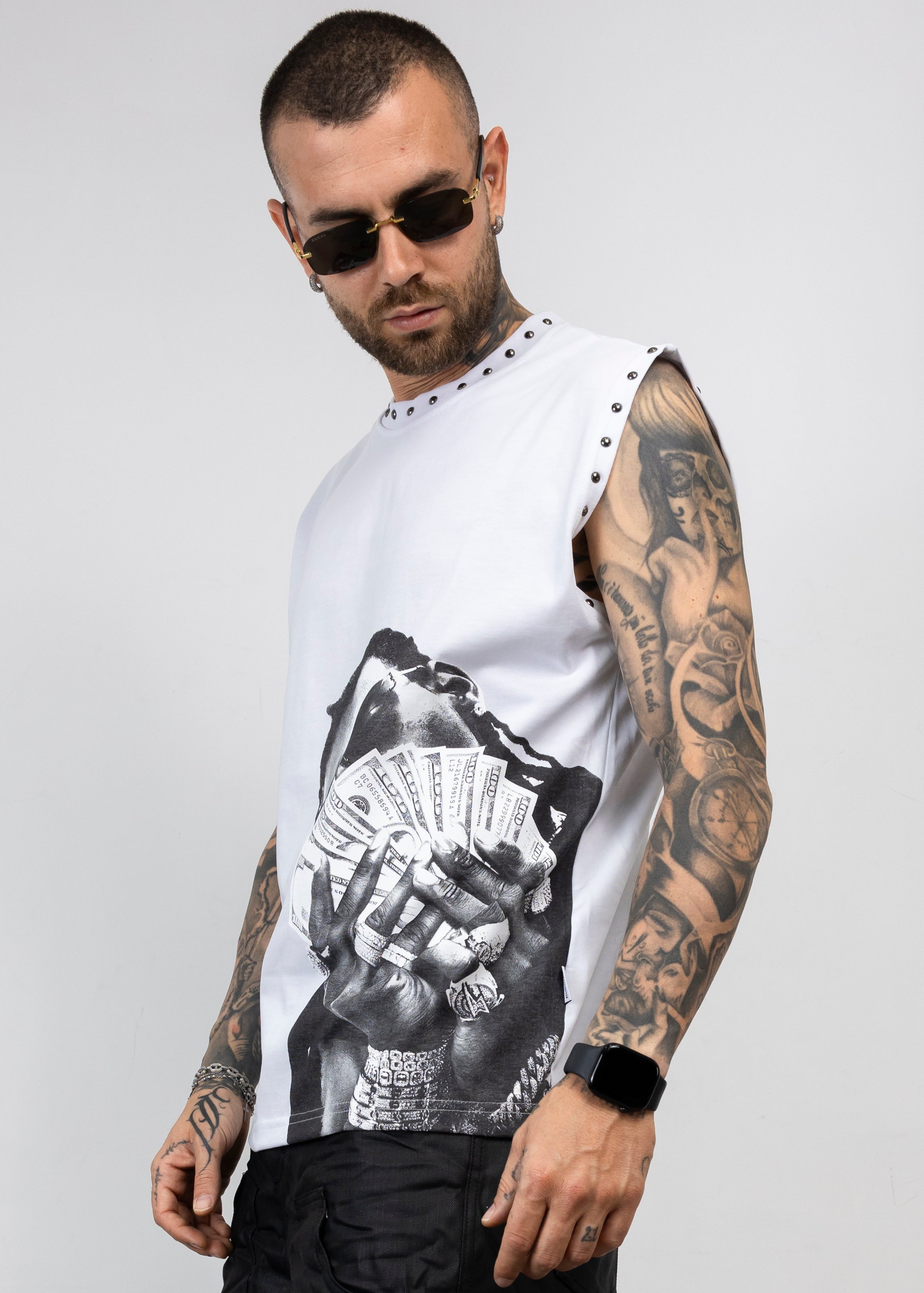 Canotta Borchie e Stampa Oversize