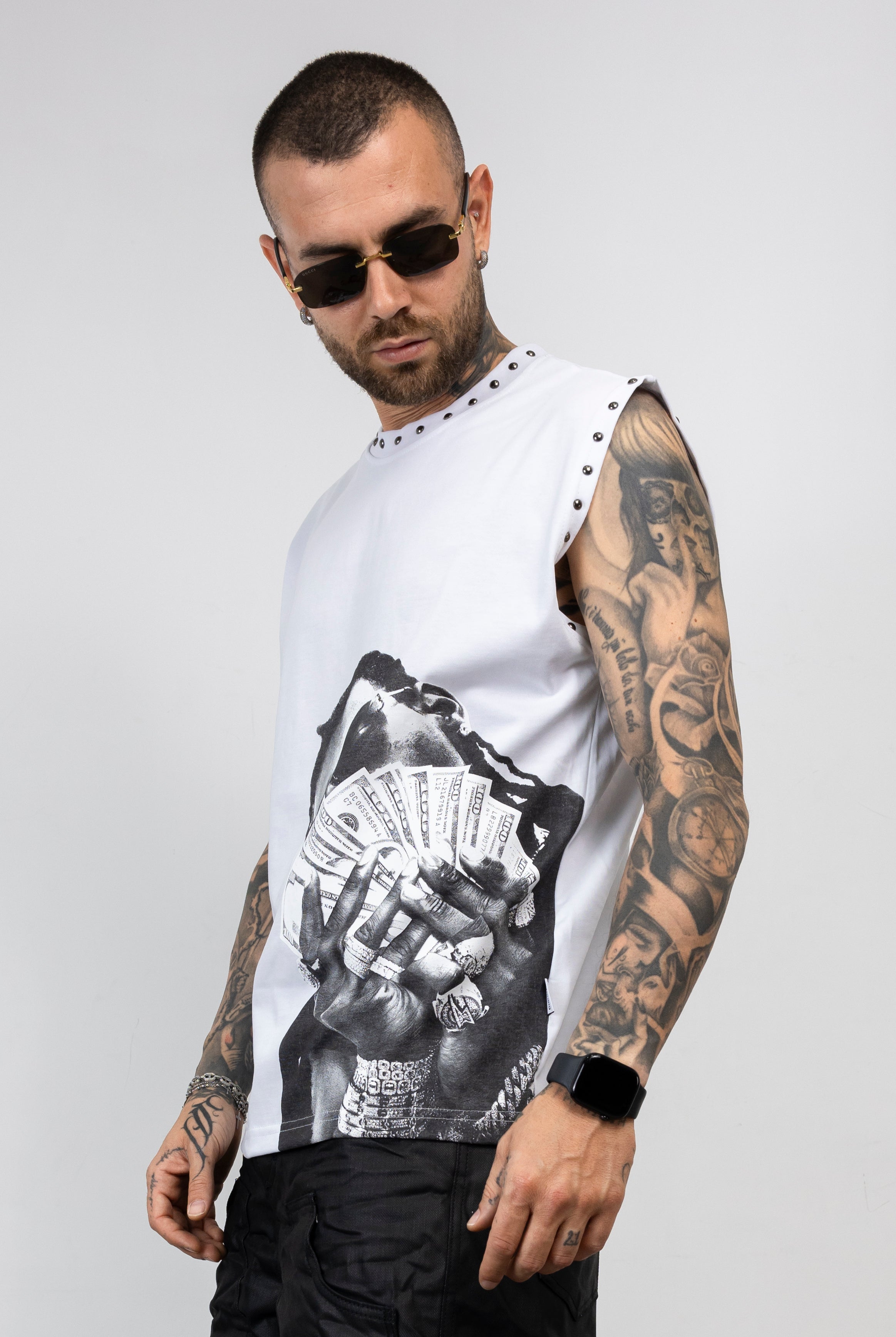 Canotta Borchie e Stampa Oversize