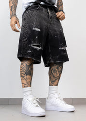 Bermuda Denim Destroyed con Strass